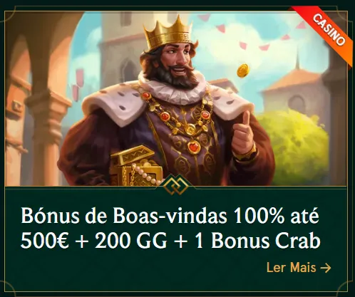 Pack Casino – 100% até 500€ + 200 Giros + Bonus Crab Casinia Bónus