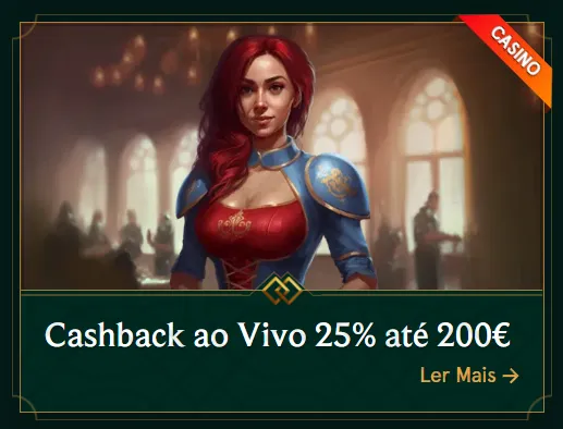 Cashback Ao Vivo Semanal – 25% até 200€ Casinia Bónus