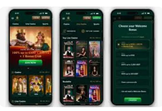 Versão mobile: apostar ao vivo no Casinia através da app
