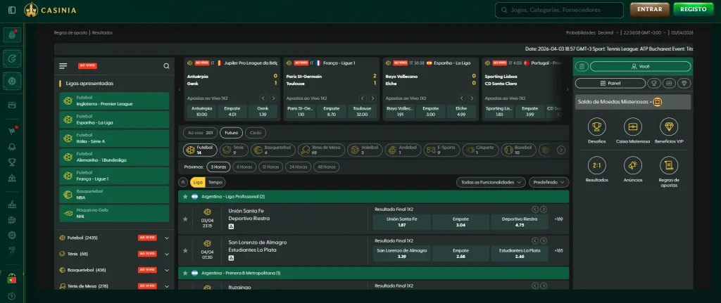 Apostas ao vivo com streaming e estatísticas de jogos